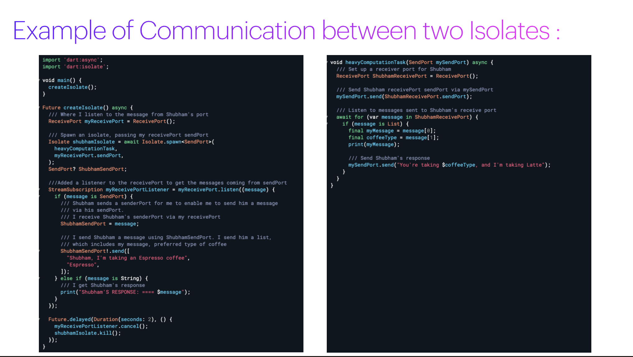 Example of Communication between Two Isolates