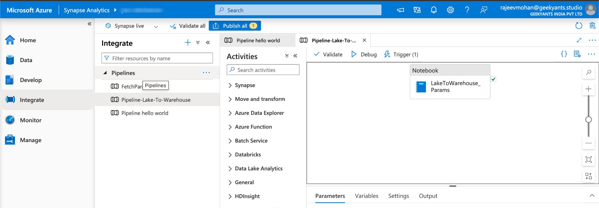 Step-1 to Automating Data Processing in Synapse with Event Triggers and Pipelines