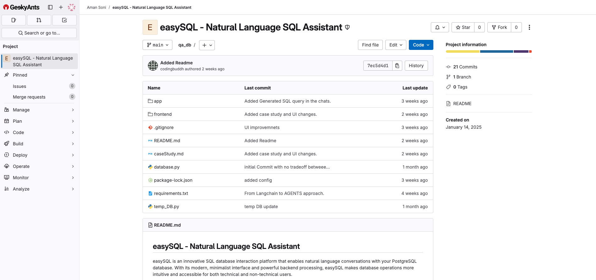 GitHub link for easy sql project