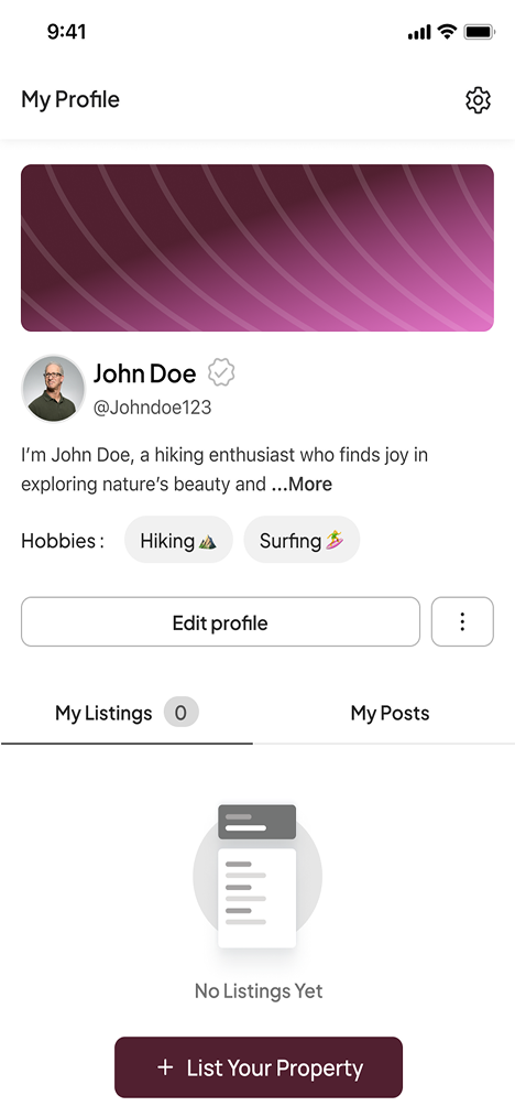 Mobile property app profile interface built on a Kubernetes-native platform