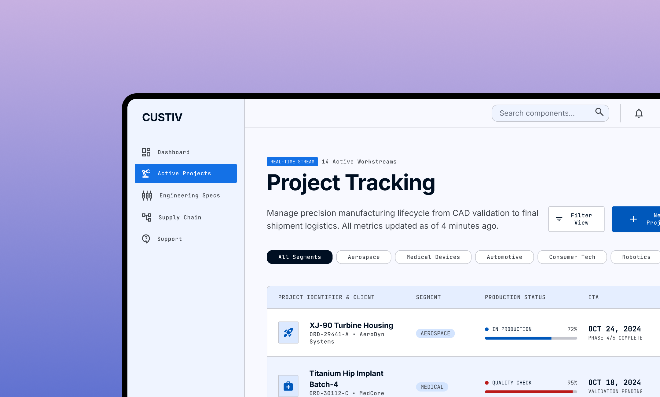 Web app for a Custiv