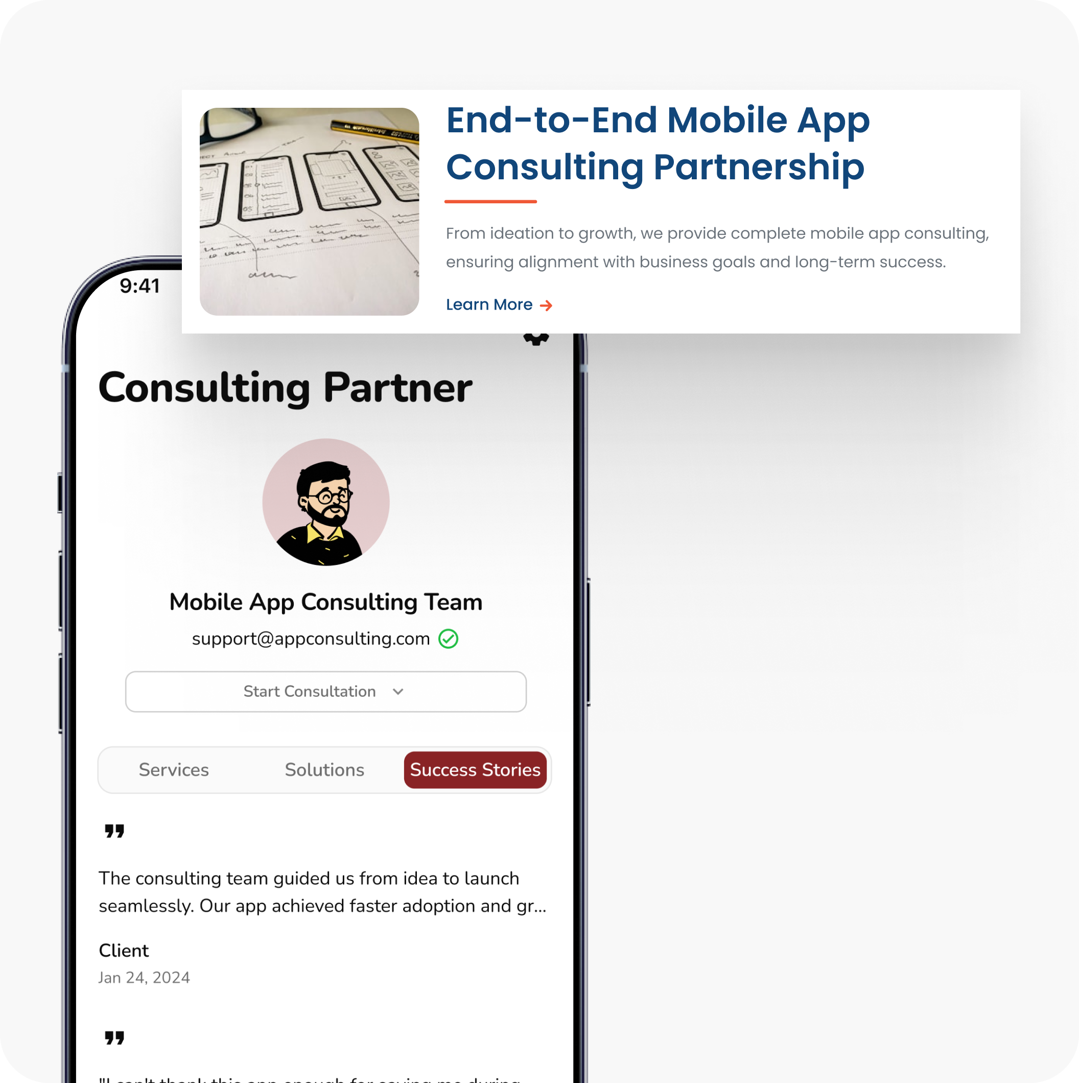 <span style="font-weight: normal;">End-to-End Mobile App Consulting Partnership</span>